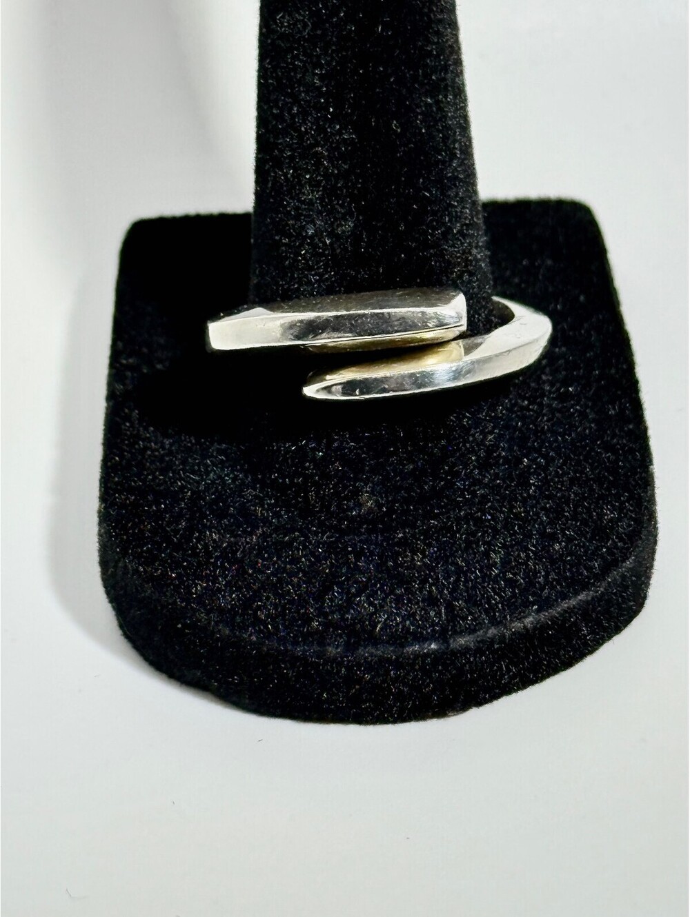 Sterling Silver 925 Crossover Bypass Ring, Polished Open Wrap Design
